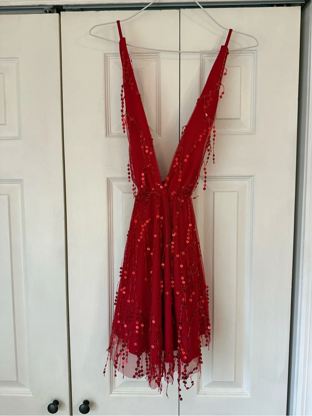 Hello Molly Bright Red Sequin Party Dress - Picture 2 of 5